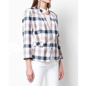 Veronica Beard Upcollar Schoolboy Pastel Plaid Dickey Blazer Jacket size 10